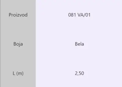 LAJ PVC KADA 081VA/01 2,5m
