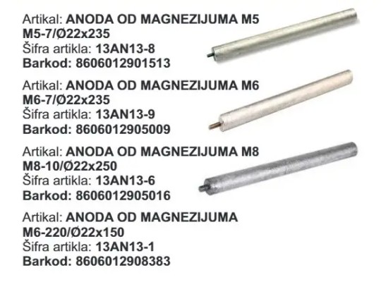 ANODA MAGNEZIJUM M5-7 22X235
